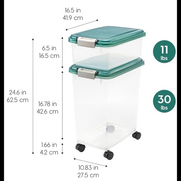 🟩IRIS USA 30+11lbs Combo Airtight Pet Food Storage Containers-2PK◻️ - Picture 5 of 6